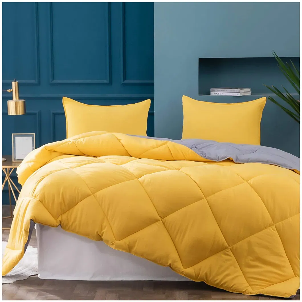 Wholesales Custom Design Solid Color Microfiber Fabric Polyester Hollow Gel Fiber Filled Diamond Quilted Comforter